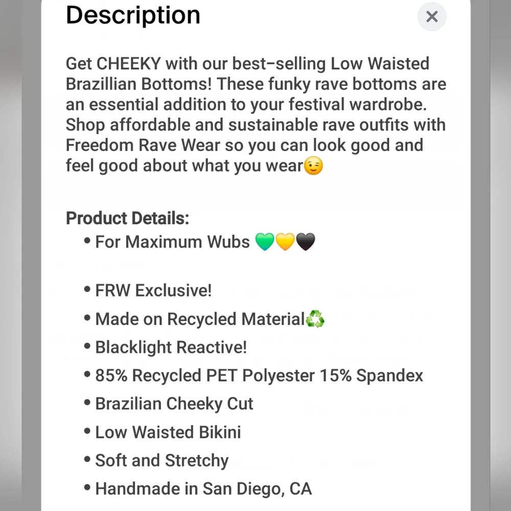 Freedom Ravewear Wonky Brazilian Bikini Bottoms Sz XS - Picture 4 of 8